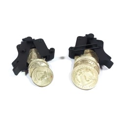 Examples of Versacoin loaders. One mounted for right and the other for left hand, for dollar or half dollars, 4 or 5 coins.